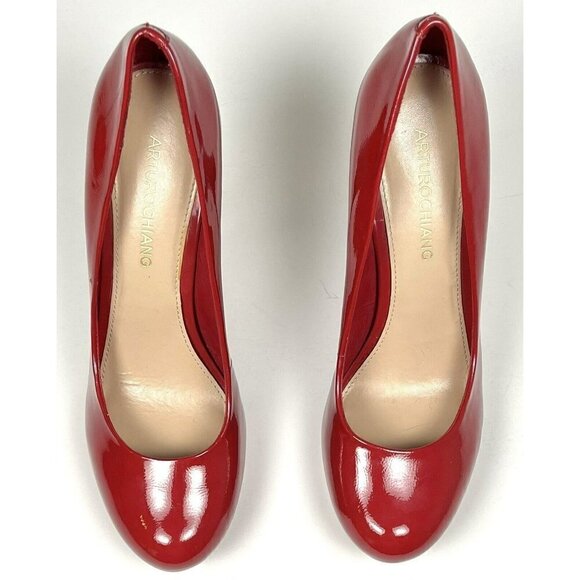 ARTURO CHIANG Womens US 8M Red Patent Leather Platform Round Toe 5" PUMPS Flaw - Picture 6 of 7